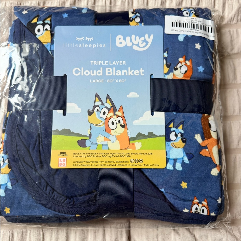 Bluey Triple Layer Cloud Blanket - Navy Blue with Multi-Color Characters
